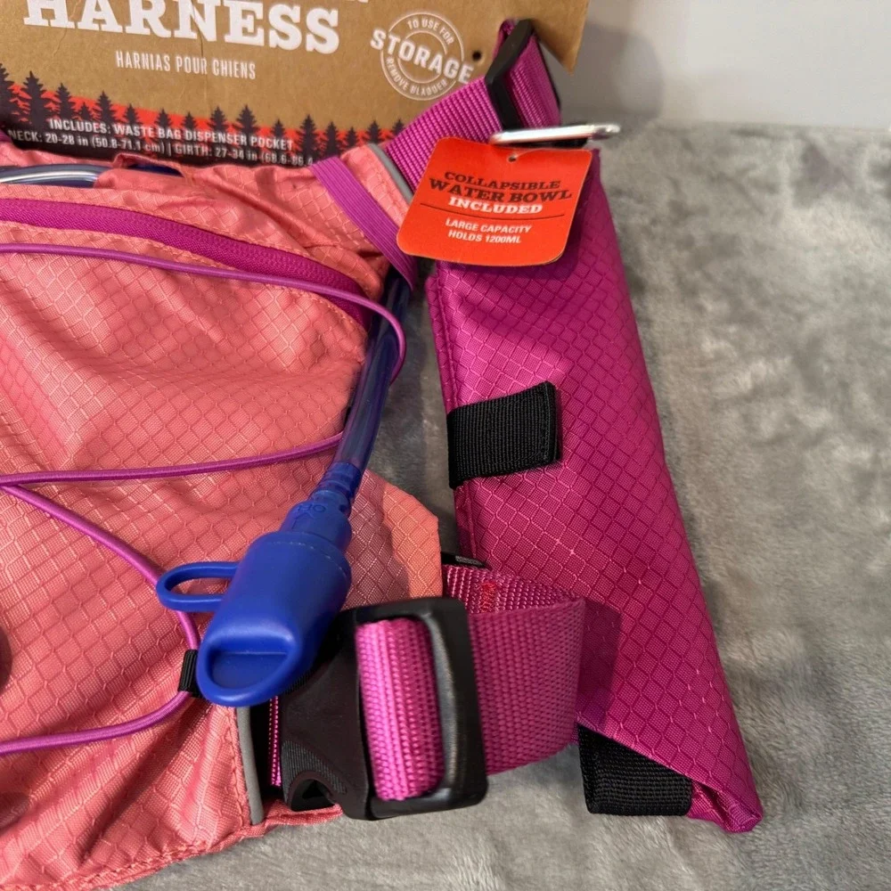 Dog Harness Arcadia Trail Water Bladder Hydration Set Pink Large Bowl New‎